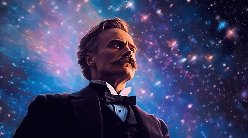 Friedrich Nietzsche contemplates the universe