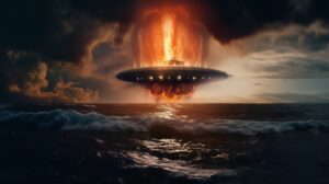 An Alien Spacecraft Crashing into the Ocean