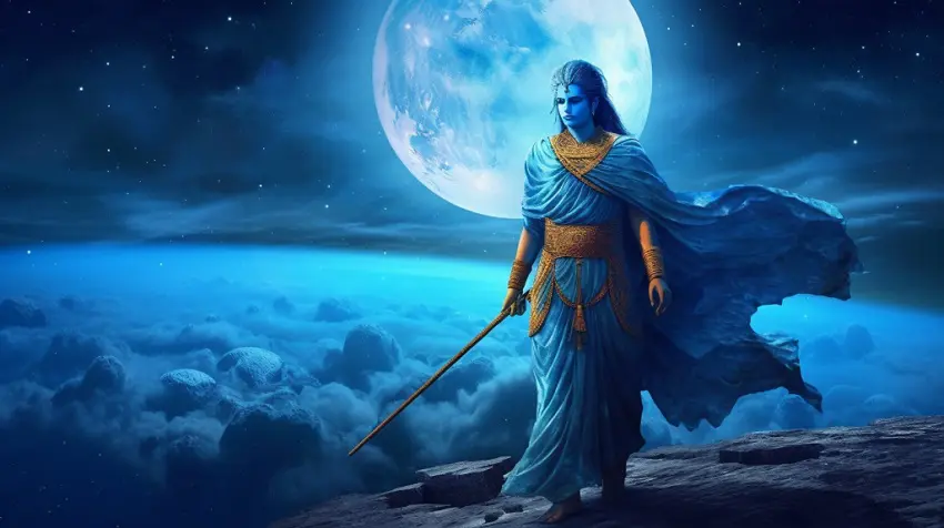 Lord Krishna and the Moon