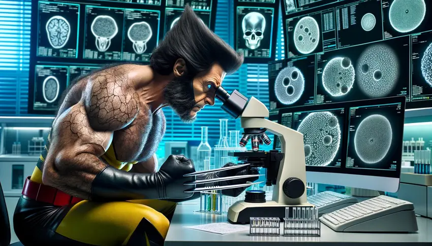 Wolverine (Logan) conducts stem cell research