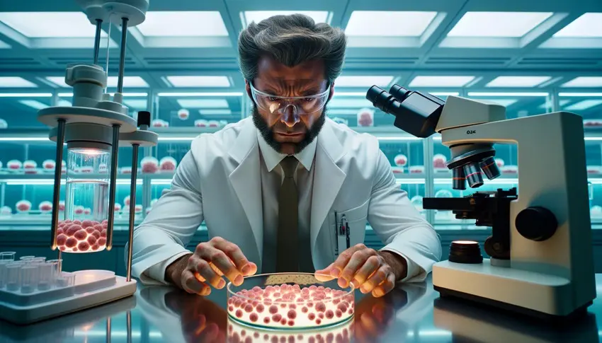 Wolverine (Logan) grows and examines cerebral organoids