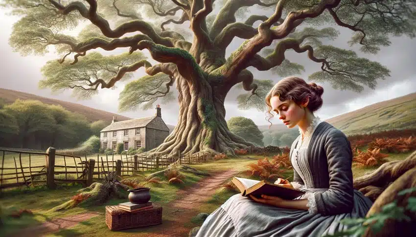 Jane Eyre Studies Photosynthesis near an Old Oak Tree on the Thornfield Estate