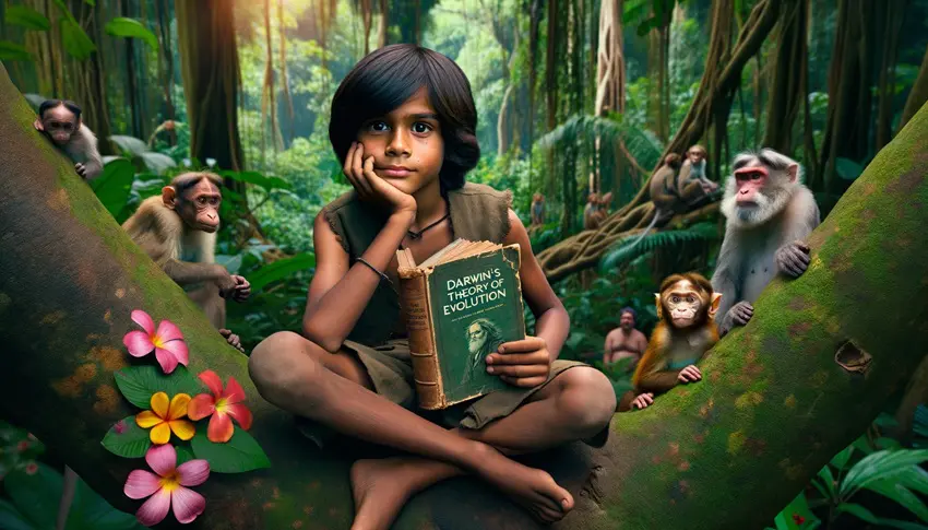 Mowgli Contemplates Darwin’s Theory of Evolution