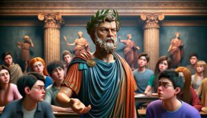 Cicero Teaching the Origin of Human Language to Bewildered Students