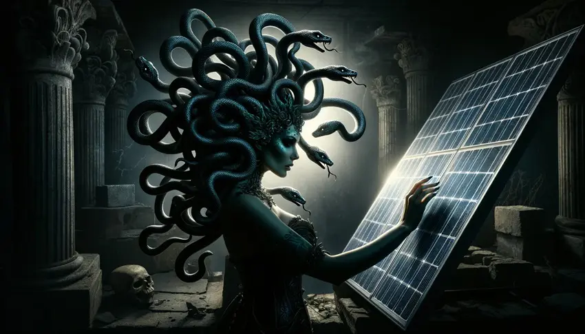 Medusa's New Hobby: Gazing at Solar Panels