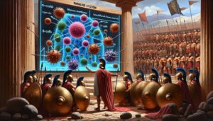 The King of Sparta, Leonidas, Educating his Spartan Warriors about the Immune System