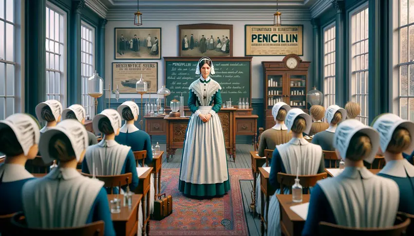 Florence Nightingale lecturing about penicillin
