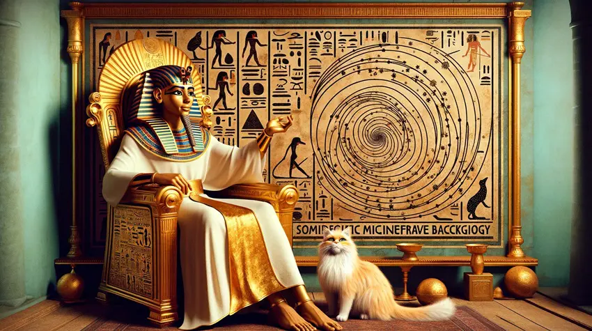 King Tutankhamun Explaining the Cosmic Microwave Background to Miu-Miu