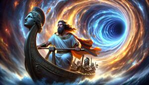 Odysseus traversing a wormhole