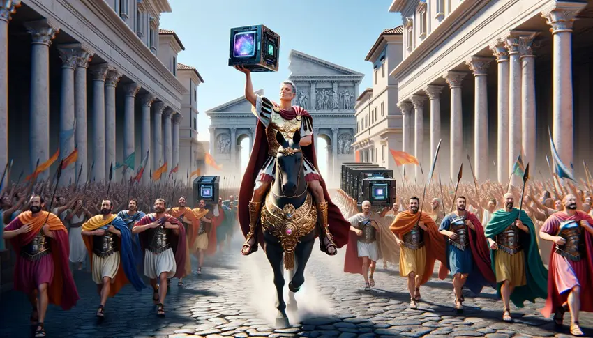 Julius Caesar Parading Quantum Supremacy in Ancient Rome