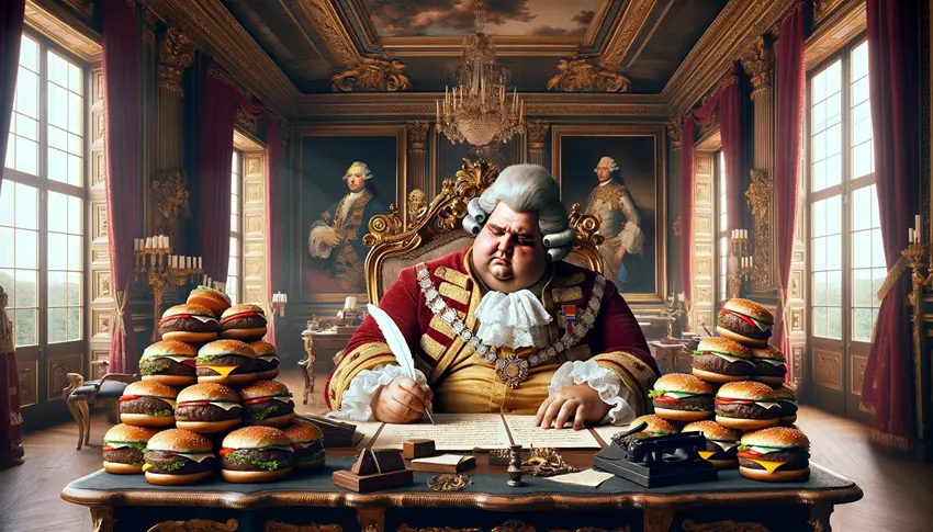 King Louis XVI Writing Ponderously about Obesity