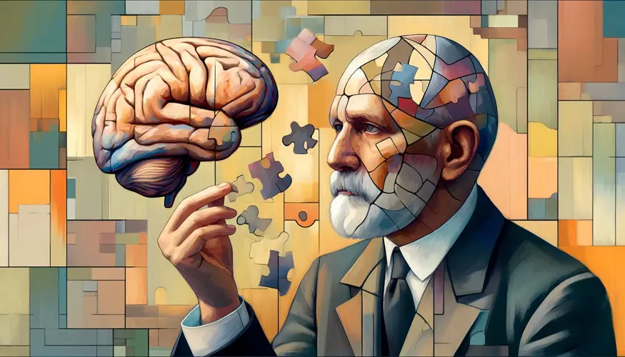 A Cubist interpretation of Carl Jung exploring neuroplasticity