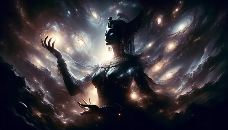 Cleopatra as the cosmic Great Attractor in the dramatic chiaroscuro of Baroque style